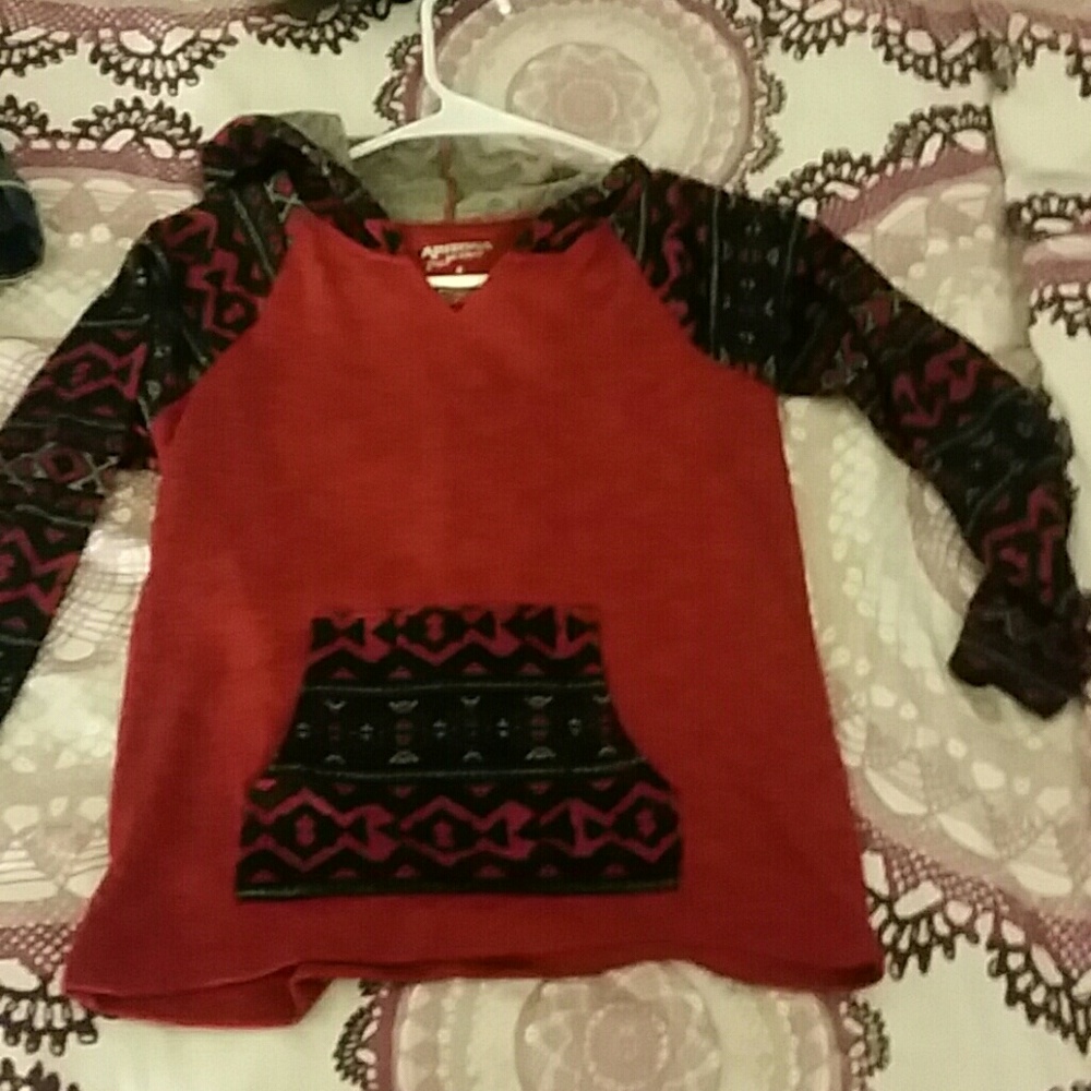 Old Navy red and black shirt with a cute hoodie